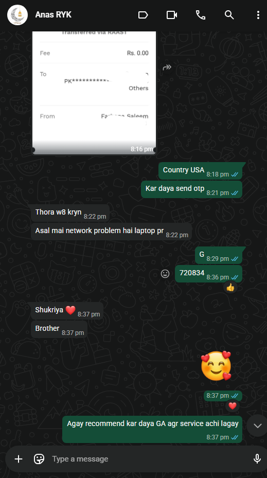 Anas RYK WhatsApp verification